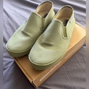 Biankina Slip-On Canvas Sneakers in Olive Green